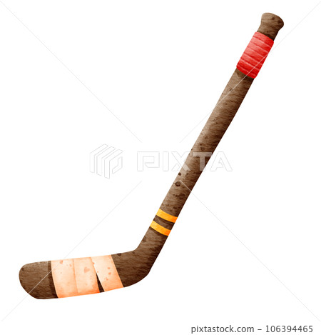 Isolated cute and colorful wood ice hockey stick sport in watercolor style and transparent background Isolated cute and colorful wood ice hockey stick sport in watercolor style and transparent background 106394465