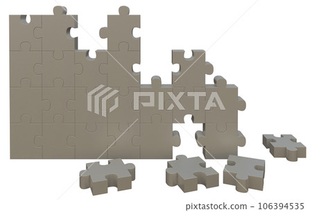 3d rendering of a wall made of puzzles 106394535