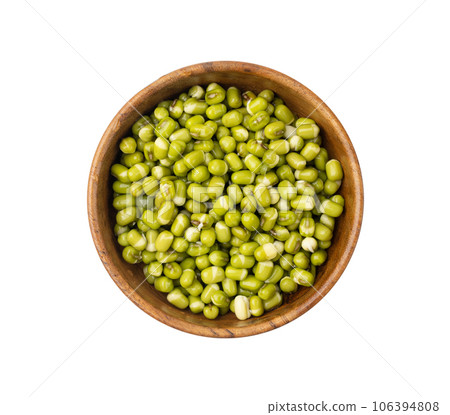 Soaked Mung Beans, Wet Vigna Radiata Seeds Pile, Macro Photo of Green Gram in Water Soaked Mung Beans, Wet Vigna Radiata Seeds Pile, Macro Photo of Green Gram in Water 106394808