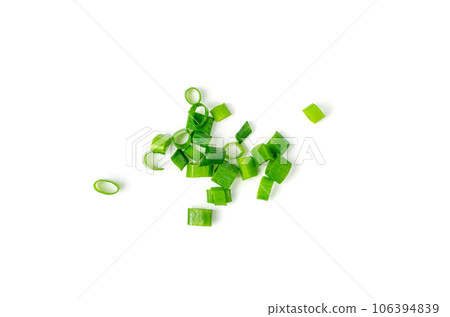 Green Onion Cuts Isolated, Scattered Fresh Chive Pile, Chopped Green Leek, Scallion Greens Pieces Chopped Green Onion Cuts Isolated, Scattered Fresh Chive Pile, Chopped Green Leek, Scallion Greens Pieces Chopped 106394839