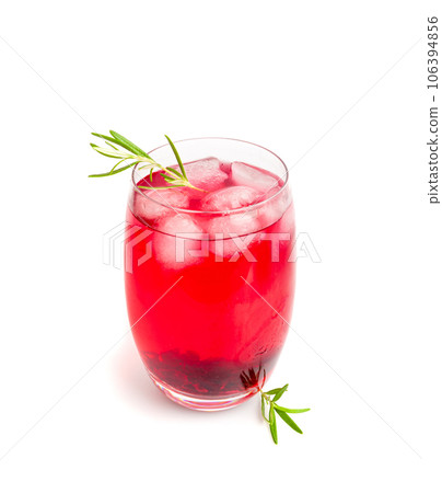 Hibiscus Tea, Dry Rose Drink, Cold Fruit Red Tea in Transparent Mug, Roselle Hibiscus Tea 106394856
