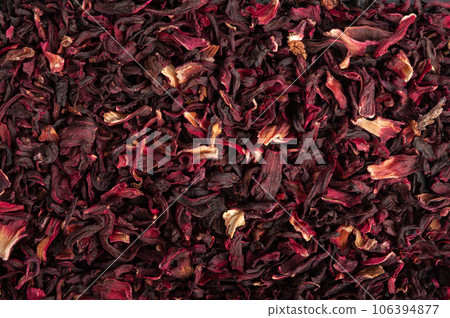 Dry Hibiscus Tea Isolated, Dry Rose Petals, Fruit Red Tea, Karkade Leaves, Dried Herbal Drink, Roselle Petal Dry Hibiscus Tea Isolated, Dry Rose Petals, Fruit Red Tea, Karkade Leaves, Dried Herbal Drink, Roselle Petal 106394877