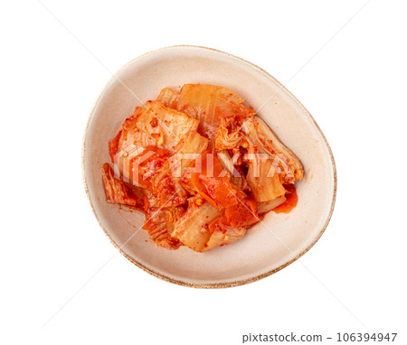 Kimchi Isolated, Kimchee in White Bowl, Red Spicy Kim Chi, Hot Fermented Napa Cabbage, Traditional Jimchi Kimchi Isolated, Kimchee in White Bowl, Red Spicy Kim Chi, Hot Fermented Napa Cabbage, Traditional Jimchi 106394947