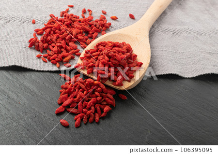 Goji Berry Pile, Lycium Barbaru, Chinese Wolfberry, Barbary Matrimony Vine Berries, Red Medlar Goji Berry Pile, Lycium Barbaru, Chinese Wolfberry, Barbary Matrimony Vine Berries, Red Medlar 106395095
