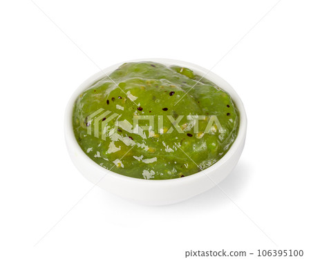 Green Jam Isolated, Sweet Kiwi Confiture in Bowl, Gooseberry Marmalade, Green Tomato Jam 106395100