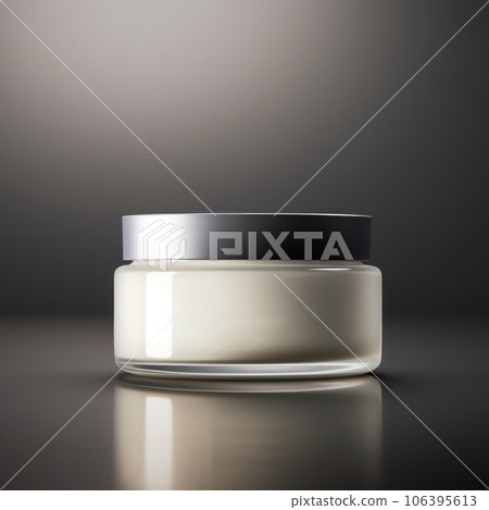 Cosmetic jar glass container with body, face cream. Realistic packaging mockup Cosmetic jar glass container with body, face cream. Realistic packaging mockup 106395613