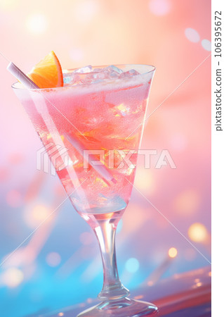 Alcohol cocktail drink in cocktail glass on pink background 106395672