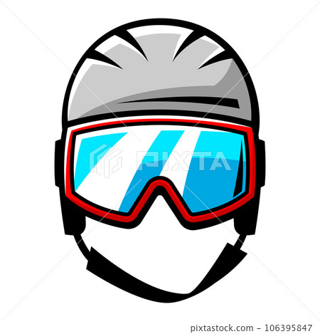 Snowboard helmet illustration. Winter sport item or symbol. 106395847