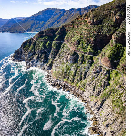 Aerial view of Chapman's Peak drive in Cape Town, Western Cape, South Africa Aerial view of Chapman's Peak drive in Cape Town, Western Cape, South Africa 106396035