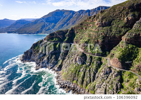 Aerial view of Chapman's Peak drive in Cape Town, Western Cape, South Africa 106396092