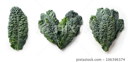 Tuscan kale salad leaves isolated on white background. Tuscan kale salad leaves isolated on white background. 106396374