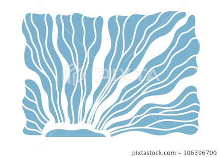 Matisse style blue flower. Floral flowing design, wavy leaves, delicate veins. Half of whole leaf in shades of blue and turquoise. Vector illustration flat artwork, elegant simplicity, Art Deco style 106396700