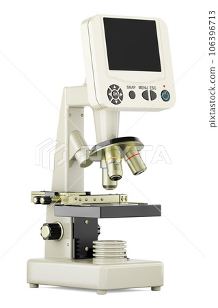 Digital microscope with screen, 3D rendering Digital microscope with screen, 3D rendering 106396713