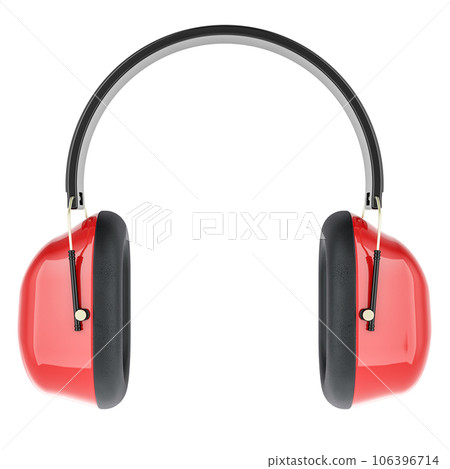 Ear Defenders, front view. 3D rendering Ear Defenders, front view. 3D rendering 106396714