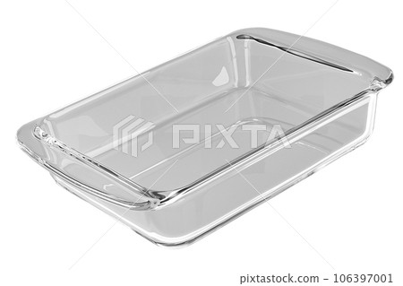 Clear Glass Baking Dish, rectangular. 3D rendering 106397001
