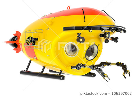 Bathyscaphe, submersible. 3D rendering Bathyscaphe, submersible. 3D rendering 106397002