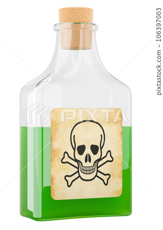 Poison bottle with cork. 3D rendering Poison bottle with cork. 3D rendering 106397003