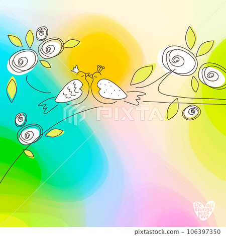 Two Doves, Do all things with love, tag, label, decor, home decor, sticker, colorful, hand drawn Two Doves, Do all things with love, tag, label, decor, home decor, sticker, colorful, hand drawn 106397350