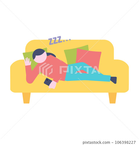 woman falling asleep on the sofa 106398227
