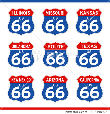 ROUTE66 Route 66 8 State Signs Color 106398923