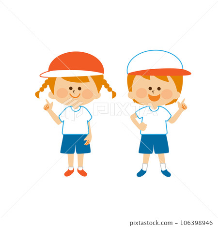 Sports day Illustration material of children pointing Sports day Illustration material of children pointing 106398946
