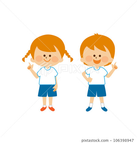 Sports day Illustration material of children pointing Sports day Illustration material of children pointing 106398947