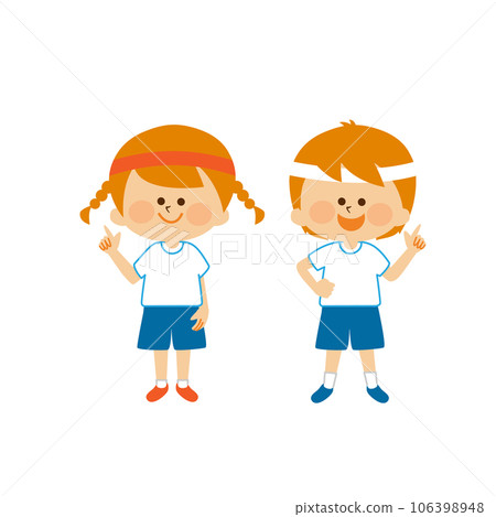 Sports day Illustration material of children pointing Sports day Illustration material of children pointing 106398948