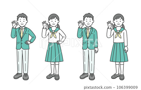 Male and female students doing OK pose 106399009