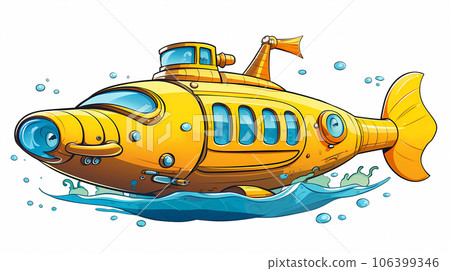 hand drawn cartoon submarine illustration 106399346