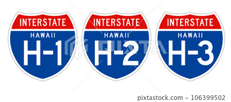 夏威夷的高速公路標誌 夏威夷 1 號公路 2 號公路 3 號公路 夏威夷 H-1 H-2 H-3 106399502