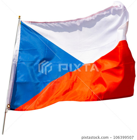 Flag of Czech Republic waving. Isolated over white background 106399507