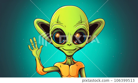 手绘卡通外星人插画 手绘卡通外星人插画 106399513