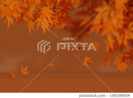 Autumn 3D podium with shadow overlay effect for product presentation.3D rendering. Autumn 3D podium with shadow overlay effect for product presentation.3D rendering. 106399684