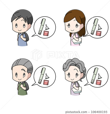 4種攜帶胰島素注射器的男女插畫圖案 106400193