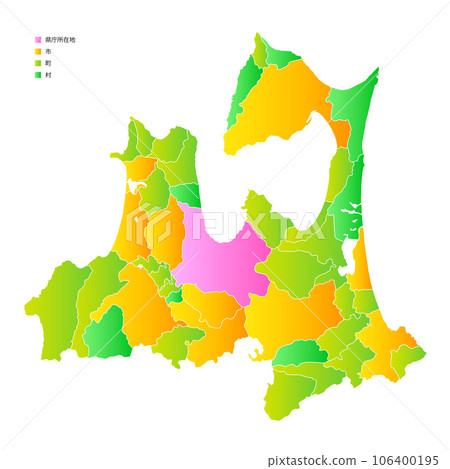 Aomori prefecture and municipalities map 106400195