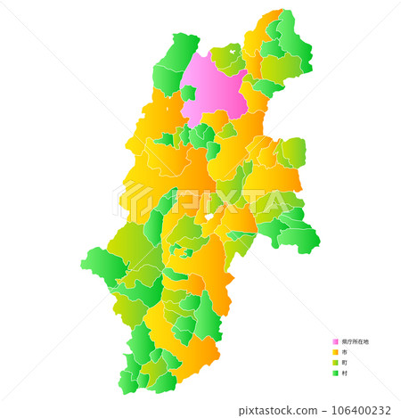 Nagano prefecture and municipalities map 106400232