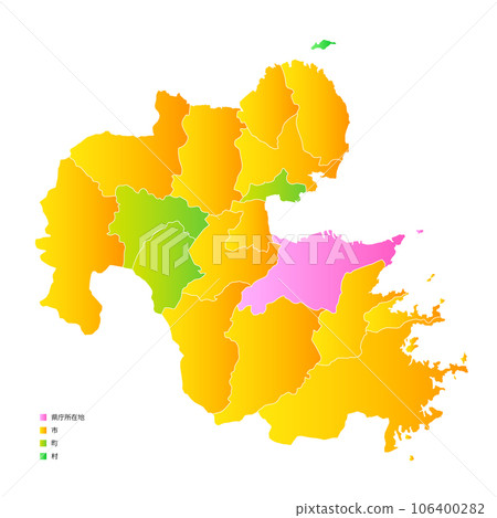 Oita prefecture and municipalities map 106400282