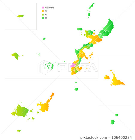 Okinawa prefecture and municipality map 106400284