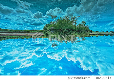 藍色池塘反射 106400413