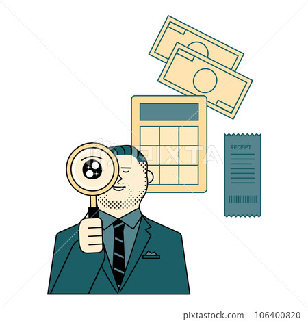 man with magnifying glass and money man with magnifying glass and money 106400820