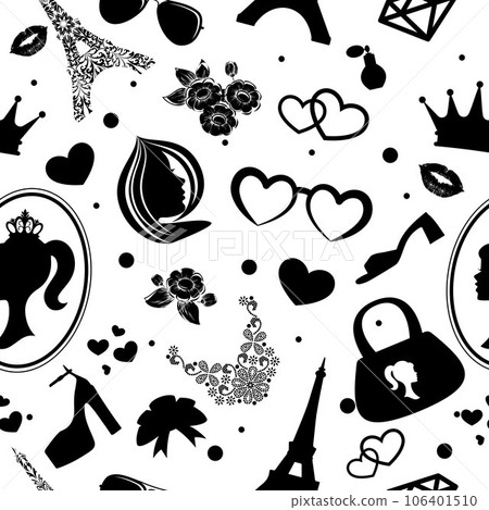 Black doll accessories seamless silhouettes Black doll accessories seamless silhouettes 106401510
