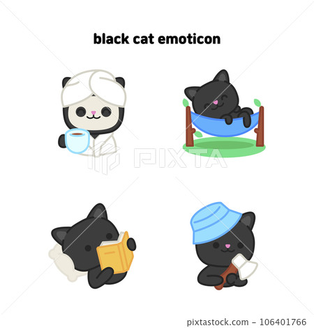 illustration of a black cat character enjoying the vacation illustration of a black cat character enjoying the vacation 106401766