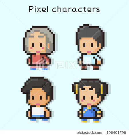 vector illustration of pixel man and woman characters 106401796