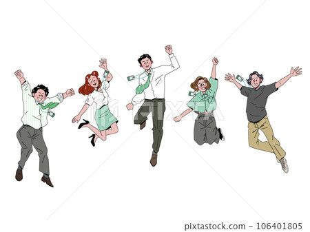 3D business concept character, young professionals with their employee bades on 106401805