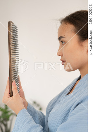 Portrait of asian woman with sadhu boards.  106402098