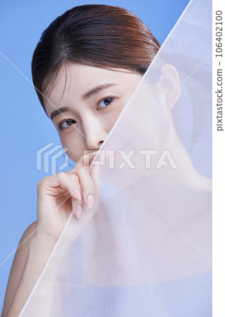 beauty concept photo of korean asain beautiful woman with chiffon beauty concept photo of korean asain beautiful woman with chiffon 106402100