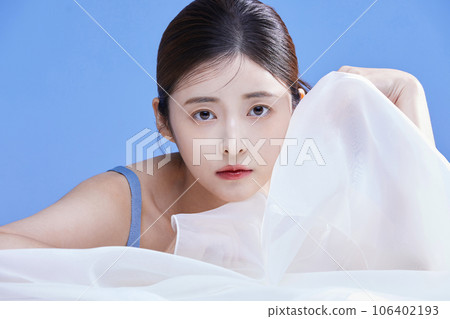 beauty concept photo of korean asain beautiful woman with chiffon 106402193