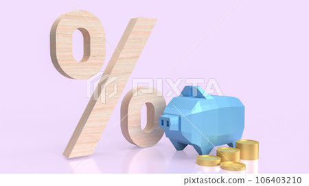 The blue piggy bank and gold coin for interest savings concept 3d rendering 106403210
