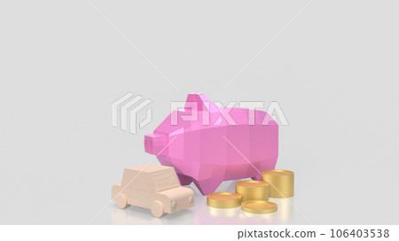 The pink piggy bank and gold coin for car saving concept 3d rendering The pink piggy bank and gold coin for car saving concept 3d rendering 106403538