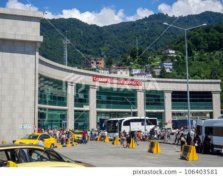 Border checkpoint between Turkey and Georgia. State building. On the border. Sarpi. 106403581